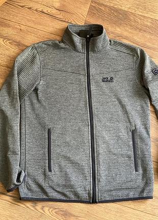 Флісова кофта jack wolfskin сіра на блискавці