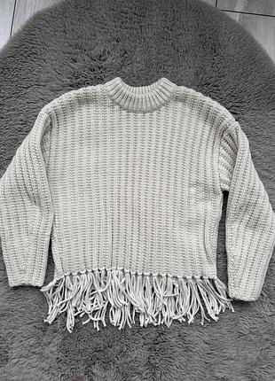Светр жіночий h&m молочний з бахромою розмір s