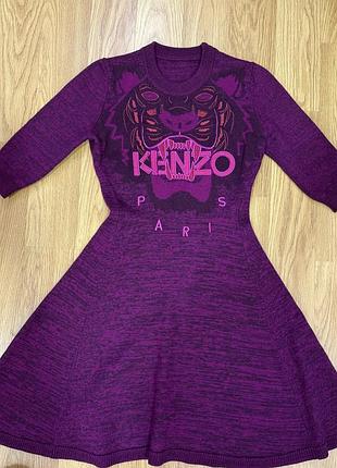 Короткі сукні kenzo фіолетова в'язана з принтом тигра