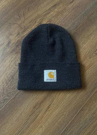 Оригінальна шапка біні carhartt wip стильна з фірмовим патчем зимова streetwear брендова onesize