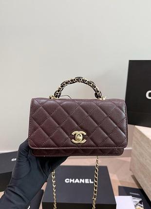 Chanel classic flap top handle caviar bordo with gold