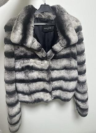 Кожушок жіночий saga furs шиншила натуральний сіро-чорний