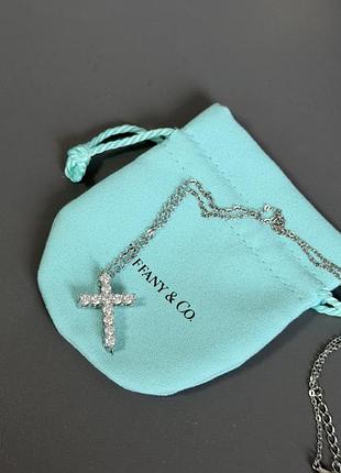 Підвіска tiffany срібний хрестик з фіанітами