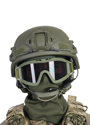 Тактический шлем для военных комплект mich pe + наушники earmor m32 plus с универсальным креплением