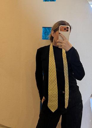 Краватка hugo boss вінтажна шовкова жовта з геометричним принтом