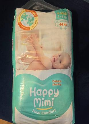 Подгузники happy mimi flexi comfort 3 midi (4-9 кг), 44 шт