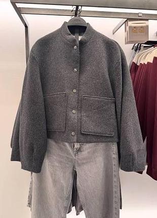 Куртка-бомбер жіноча zara сіра коротка