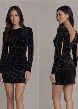Чорна оксамитова міні сукня з блискітками dorothy perkins