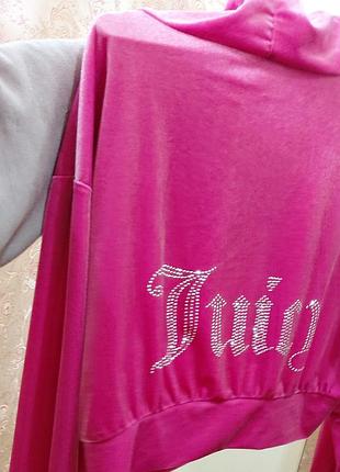 Кофта жіноча juicy couture велюрова з капюшоном та написом зі стразами