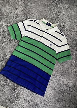 Поло чоловіче fred perry у смужку біло-зелено-синє