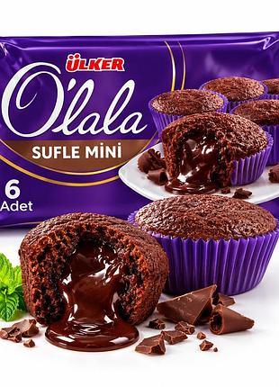 Шоколадное суфле ülker olala sufle mini с жидкой шоколадной начинкой, 6 шт × 27 г, 162 г, турция