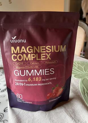 Біологічно активна добавка vivonu magnesium complex gummies зі смаком полуниці, 60 шт