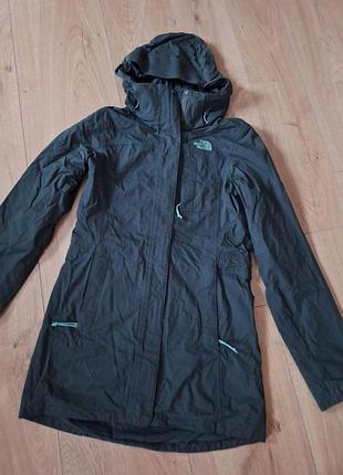 Парка жіноча the north face темно-зелена з капюшоном