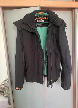 Куртка superdry демісезонна чорна з флісом