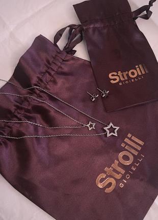 Комплект жіночий stroili gioielli ланцюжок з підвіскою та сережки зірки