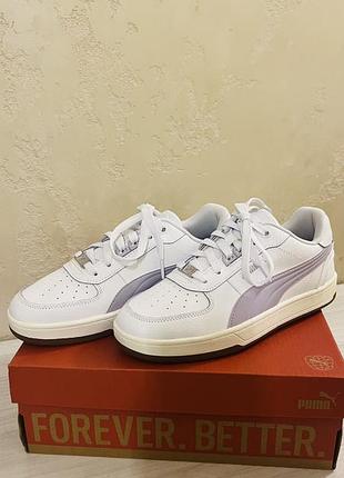 Кеди puma низькі білі з бузковим