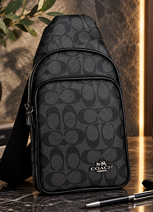 Мужская сумка бананка стиль коач на грудь, сумка-бананка слинг coach премиум качество 1966