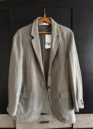 Піджак zara лляний бежевий