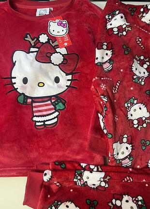 Жіноча тепла махрова піжама hello kitty