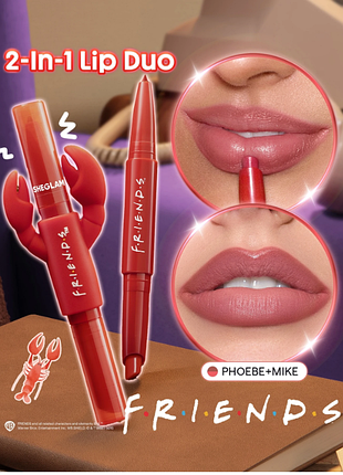 Двусторонний карандаш для губ и помада friends sheglam my lobster lip liner + lipstick duo - phoebe+mike (6373)
