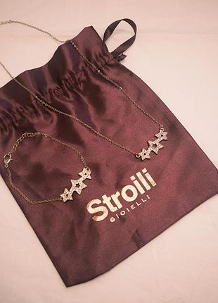 Комплект для жінок stroili gioielli кольє та браслет із зірочками золотистий