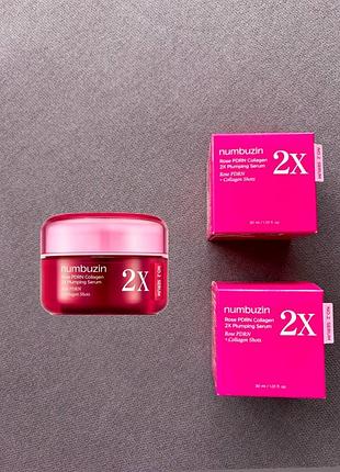 Numbuzin no.2 rose pdrn collagen 2x plumping serum 30ml антивозрастная сыворотка для упругости кожи с коллагеном и pdrn