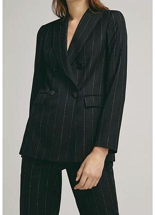 Піджак жіночий massimo dutti чорний у смужку вовняний розмір 36