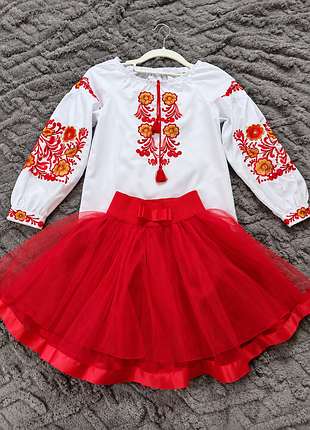 Вишиванка +  пишна спідниця для дівчинки, 122 розмір