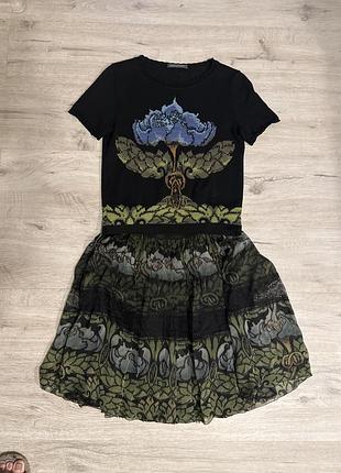 Костюм жіночий alberta ferretti вовна шовк двійка зі спідницею та светр