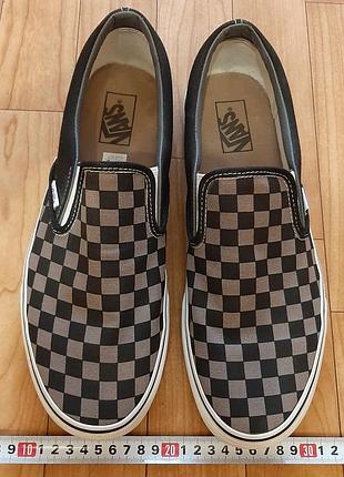 Мокасины кросівки чоловічі, марка "vans", в черно-серую клеточку
