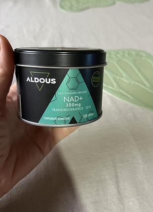 Харчова добавка aldous nad+ 300 мг нікотинаміду рибозиду, транс-ресвератрол та коензим q10, 100 капсул