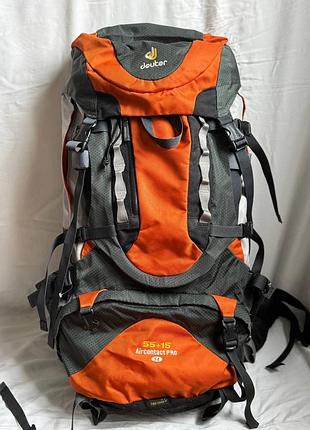 Туристичний рюкзак для жінок deuter aircontact pro 55+15 sl помаранчево-сірий
