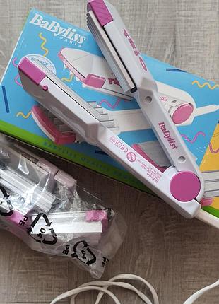 Стайлер випрямляч для волосся babyliss crimping trio з насадками