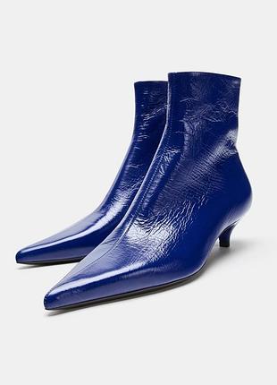 Шкіряні сині жіночі черевики zara new