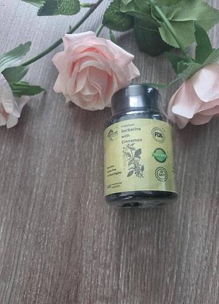 Дієтична добавка heroot premium berberine with cinnamon (берберин з корицею), 60 капсул — нова
індія