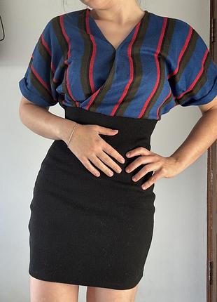 Коротка сукня zara у смужку та чорна спідниця в рубчик