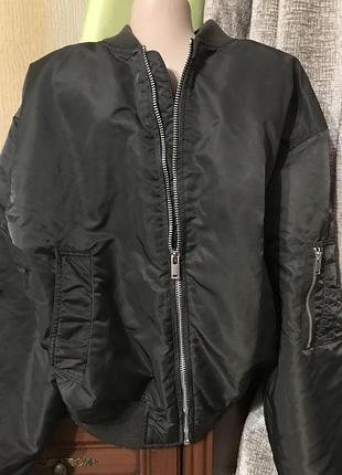 Куртка бомбер h&m двостороння хакі 2
