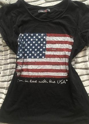 Футболка жіноча fb sister чорна з принтом прапора сша