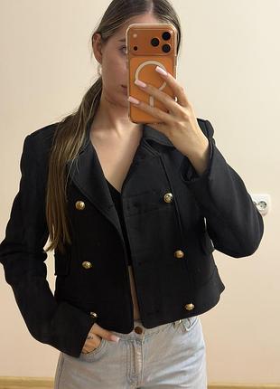Піджак жіночий zara чорний укорочений двобортний