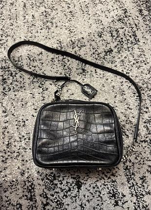 Жіноча сумка yves saint laurent через плече, чорна, шкіряна