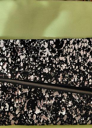 Шкіряна сумка-клатч topshop real suede (натуральна замша, срібне напилення)