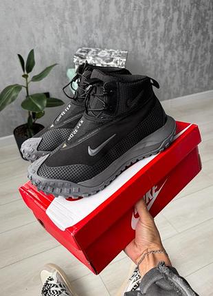 Кроссовки зимние nike acg mountain fly gore-tex fur black/grey мех