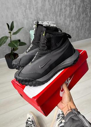 Кроссовки зимние nike acg mountain fly gore-tex fur black/dark grey мех