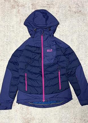 Куртка жіноча jack wolfskin синя стьобана з капюшоном