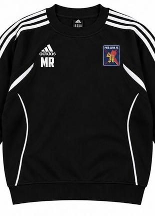 Світшот adidas чорний з білими смугами та нашивкою pied jura fc