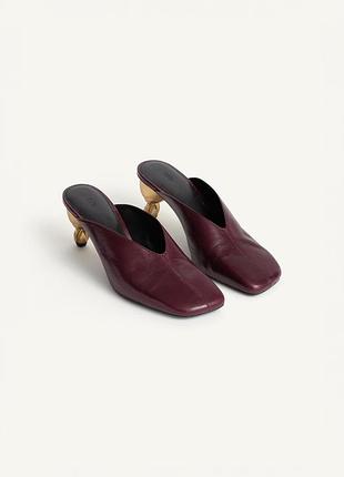 Мюлі жіночі бордові zara new