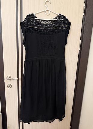 Чорна сукня міді promod з мереживом, xl