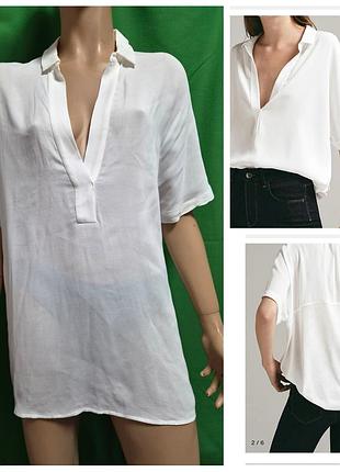 Комбинированная блуза-поло из ткани и трикотажа massimo dutti ❗️подпачкано