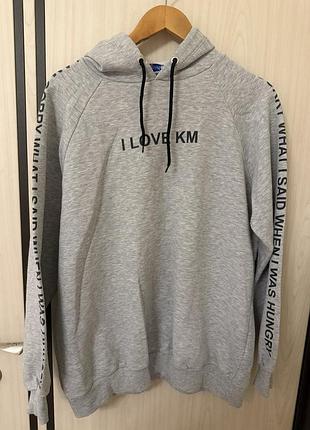 Сіре худі з написами blue world, xl