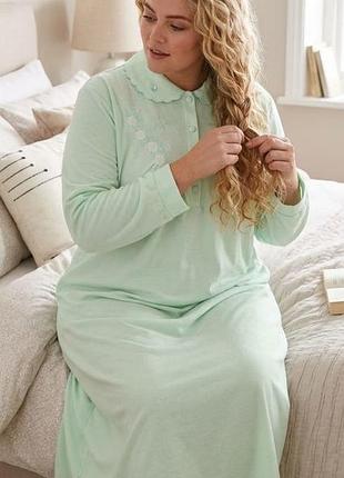Новая бледно зелёная ночнушка milk and honey xl xxl 35%хлопок италия вышивка
